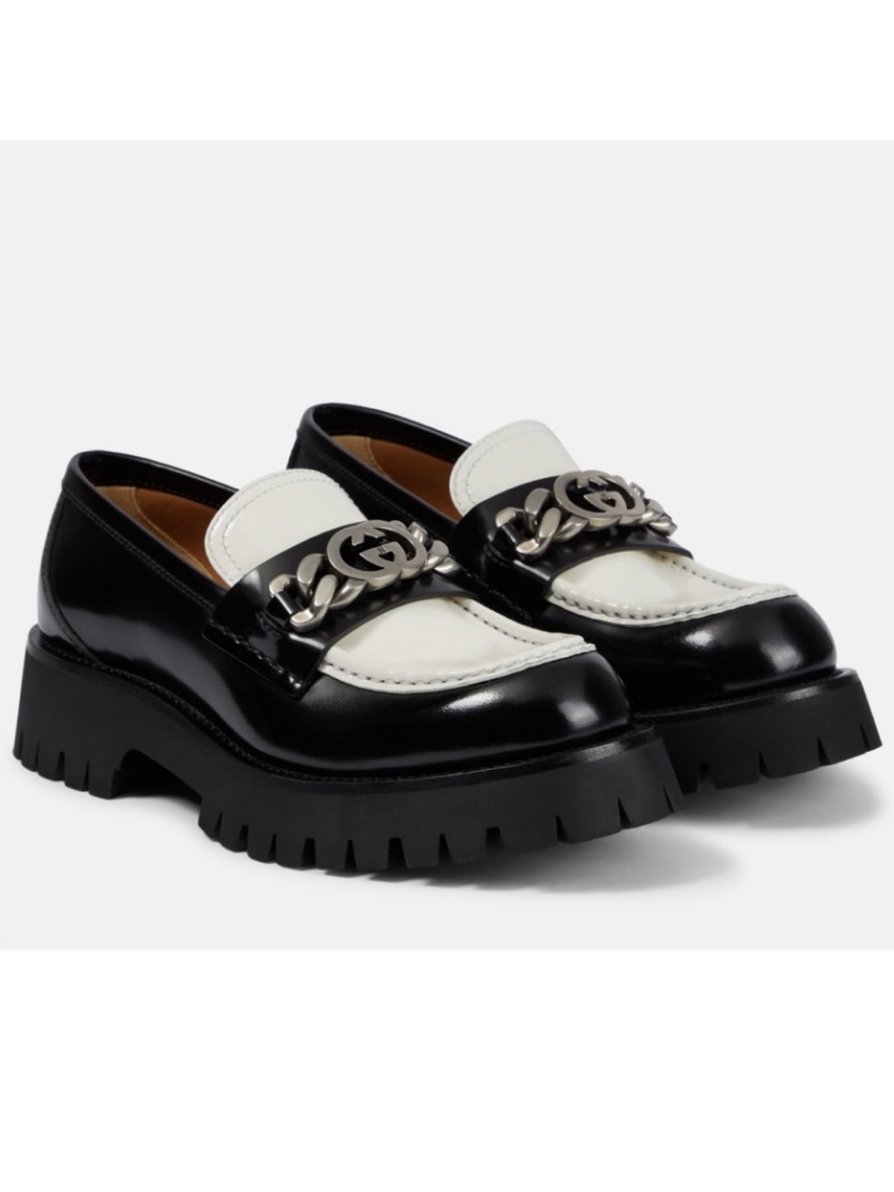 GUCCI GG logo chain lug sole loafers flats